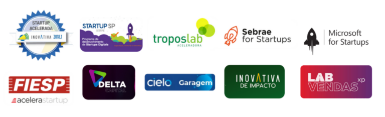 Selos de reconhecimento: InovAtiva Brasil, Startup SP, Tropos Lab, Sebrae for Startups, Microsoft for Startups, FIESP Acelera Startup, Delta Capital, Cielo Garagem, InovAtiva de Impacto, Lab Vendas XP